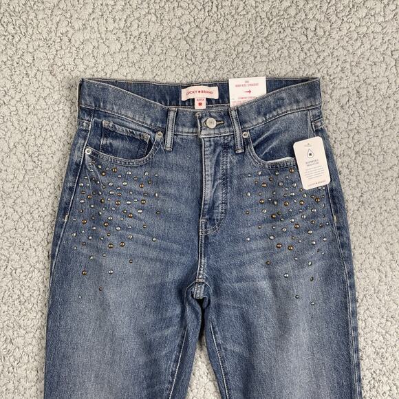Lucky Brand Zoe High Rise Straight Leg Ankle Jeans Studded 4/27 NEW $149 MSRP - Picture 4 of 9